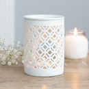 White Matte Lattice Beautiful Cut Out Elegant Cut Wax Burner - Forelo Scents