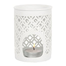 White Matte Lattice Beautiful Cut Out Elegant Cut Wax Burner - Forelo Scents