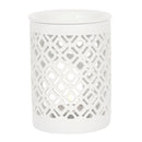 White Matte Lattice Beautiful Cut Out Elegant Cut Wax Burner - Forelo Scents